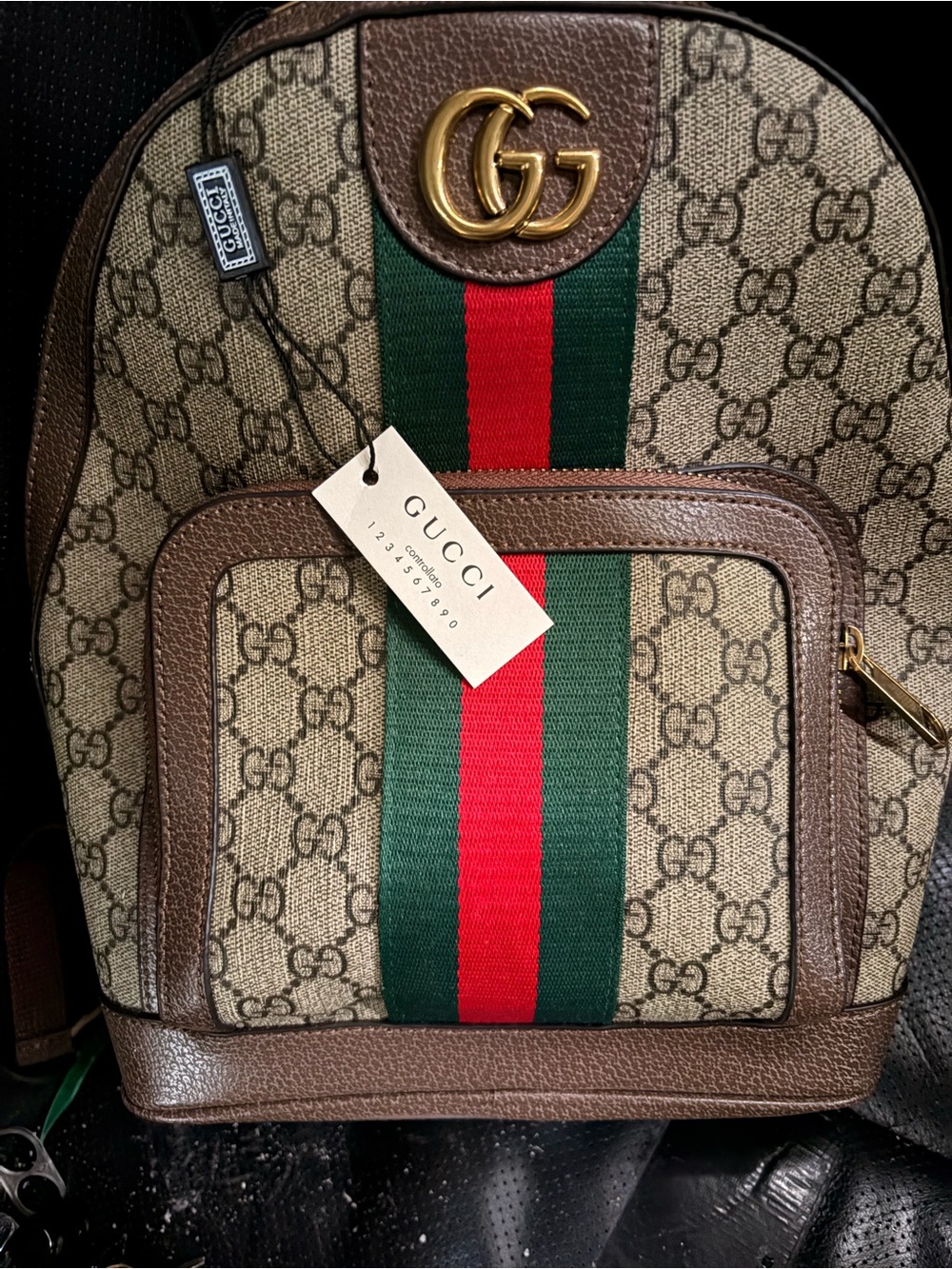 Gucci GG Supreme Canvas Backpack with Signature Web Stripe